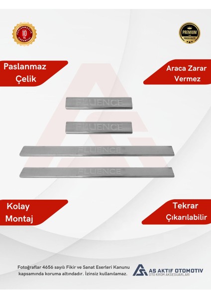 Renault Fluence Sd Kapı Eşiği 4 Parça 2010-2016 Krom Paslanmaz Çelik fiyatları