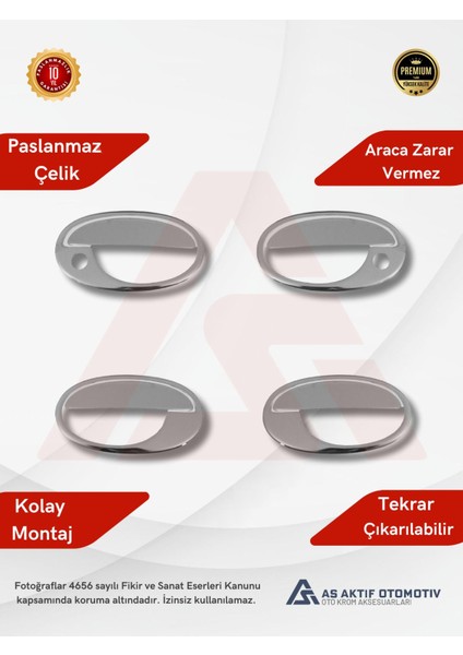 Opel Corsa C Hb 5d Kapı Kolu 4 Parça 2000-2006 Krom Paslanmaz Çelik