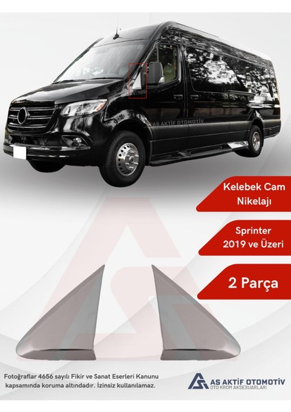Mercedes Sprinter Van Kelebek Cam Yeri 2 Parça 2019 ve Üzeri Krom Paslanmaz Çelik