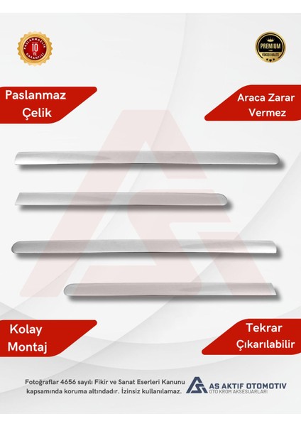 Ford Connect Panel Van/lav Yan Kapı Çıtası Uzun Şase 4 Parça 2002-2014 Krom Paslanmaz Çelik fiyatları