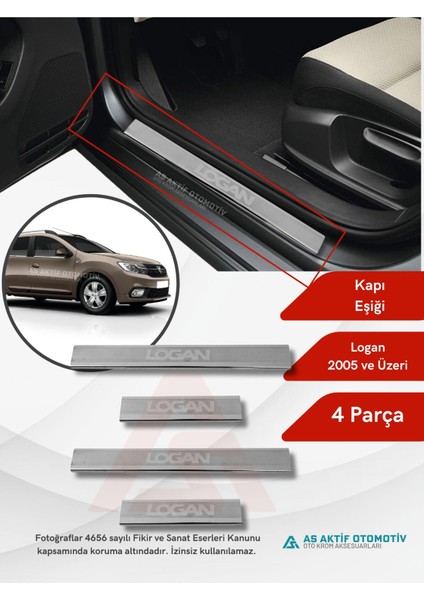 Dacia Logan Mcv Sw Kapı Eşiği 4 Parça 2013 ve Üzeri Krom Paslanmaz Çelik