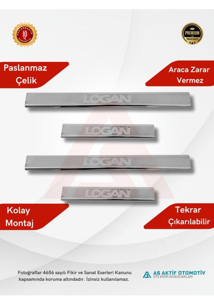 Dacia Logan Mcv Sw Kapı Eşiği 4 Parça 2013 ve Üzeri Krom Paslanmaz Çelik