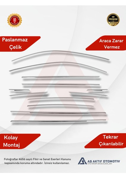 Hyundai Elentra 6 Sd Cam Çerçevesi 12 Parça 2019 ve Üzeri Krom Paslanmaz Çelik fiyatları