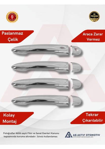 Renault Fluence Sd Kapı Kolu (1 Sensör-4 Kapı) 4 Parça 2010-2016 Krom Paslanmaz Çelik fiyatları