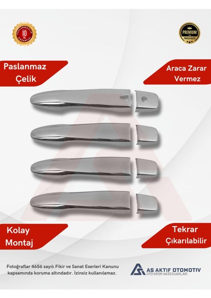 Nissan Qashqai Suv Kapı Kolu (Sensörlü) 4 Parça 2014 ve Üzeri Krom Paslanmaz Çelik fiyatları