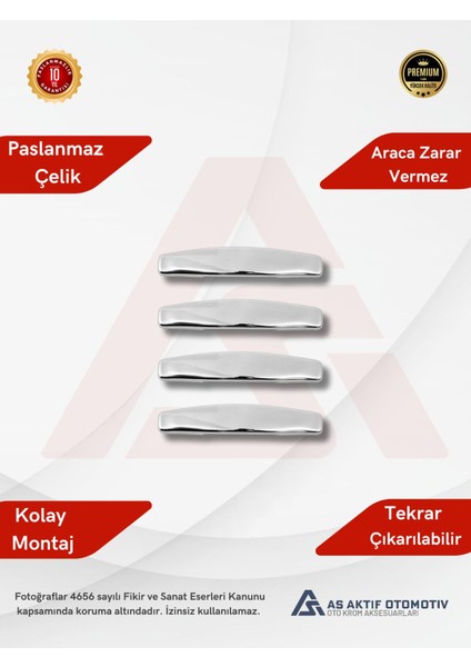 Renault Symbol 2 Sd Kapı Kolu 4 Parça 2009-2013 Krom Paslanmaz Çelik fiyatları