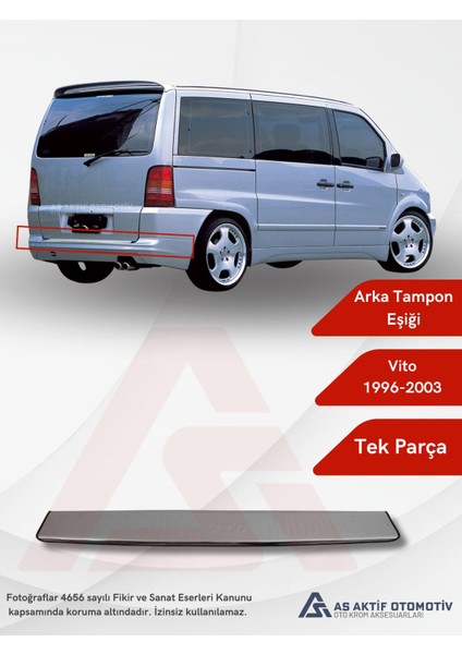 Mercedes Vito W638 Van Arka Tampon Eşiği 1996-2003 Krom Paslanmaz Çelik