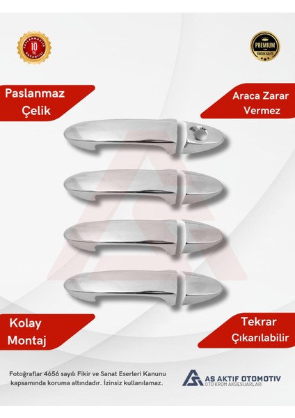 Ford Fiesta 6 Hb 5d Kapı Kolu 4 Parça 2009 ve Üzeri Krom Paslanmaz Çelik fiyatları