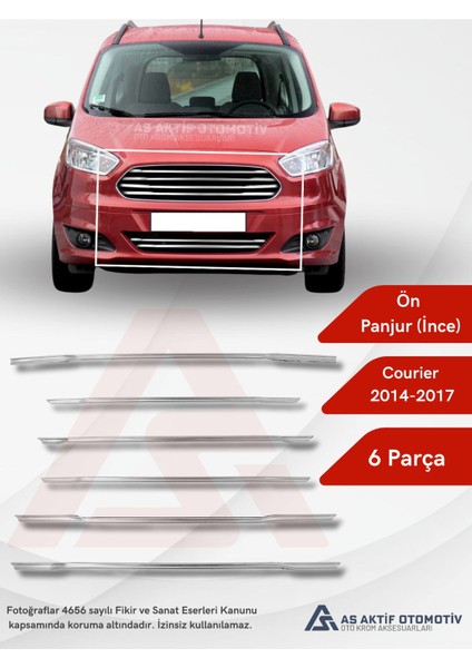 Ford Courier Van Ön Panjur Ince Model 6 Parça 2014-2017 Krom Paslanmaz Çelik