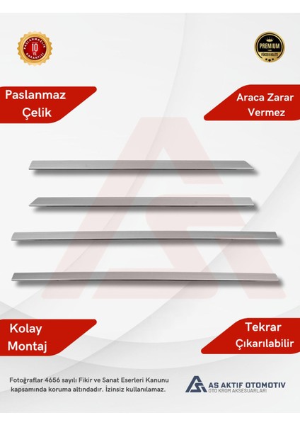 Opel Vectra C Sw/sd Yan Kapı Çıtası 4 Parça 2002-2008 Krom Paslanmaz Çelik