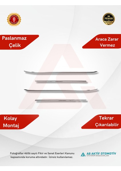 Fiat Doblo-2 Panel Van/lav Cam Çıtası 4 Parça 2010 ve Üzeri Krom Paslanmaz Çelik fiyatları