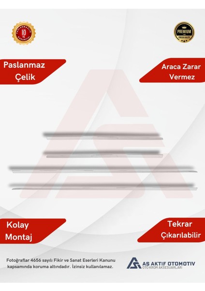 Skoda Octavia 3 (A7) Sd Yan Kapı Çıtası 4 Parça 2013 ve Üzeri Krom Paslanmaz Çelik fiyatları