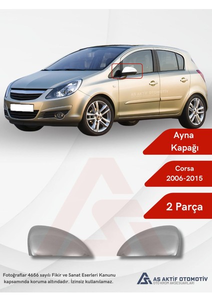 Opel Corsa D Hb 5d Ayna Kapağı 2 Parça 2006-2015 Krom Paslanmaz Çelik
