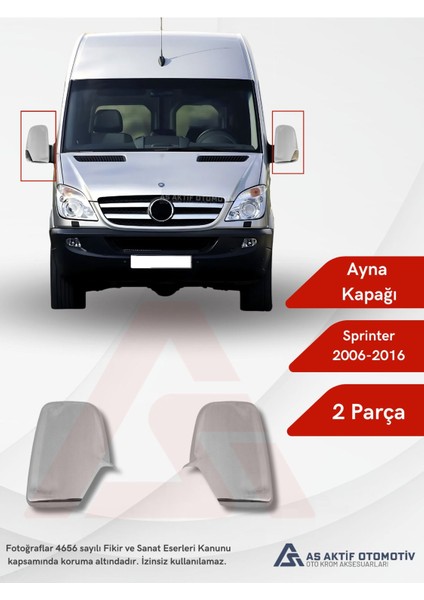 Mercedes Sprinter Van Ayna Kapağı 2 Parça 2006 ve Üzeri Krom Paslanmaz Çelik