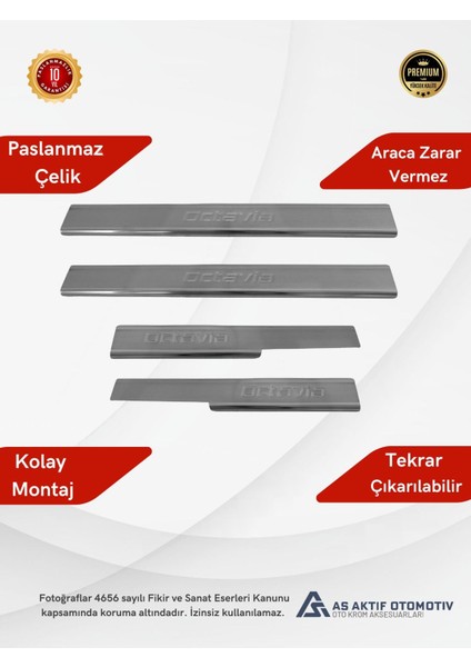 Skoda Octavia 3 (A7) Sd Kapı Eşiği 4 Parça 2013 ve Üzeri Krom Paslanmaz Çelik fiyatları