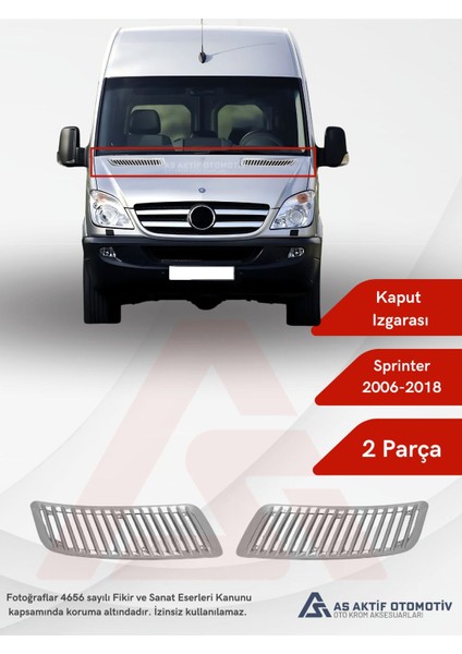 Mercedes Sprinter Van Kaput Izgarası 2 Parça 2006 ve Üzeri Abs Krom