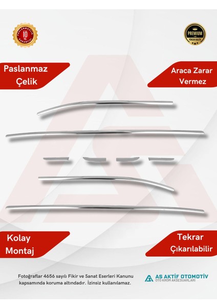 Renault Clio 4 Hb 5d Cam Çıtası 8 Parça 2012 ve Üzeri Krom Paslanmaz Çelik fiyatları