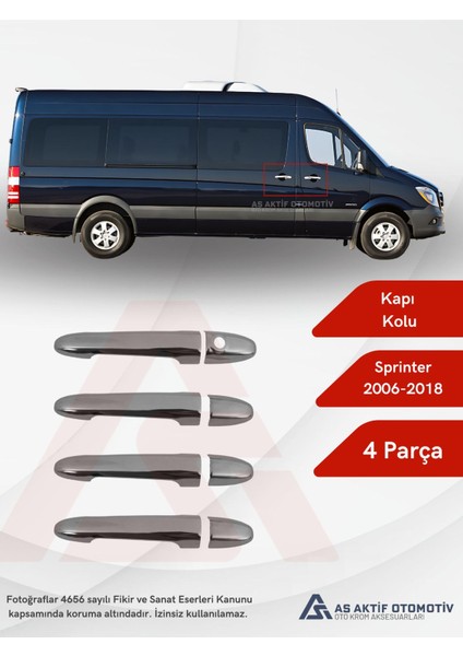 Mercedes Sprinter Van Kapı Kolu 4 Parça 2006 ve Üzeri Krom Paslanmaz Çelik