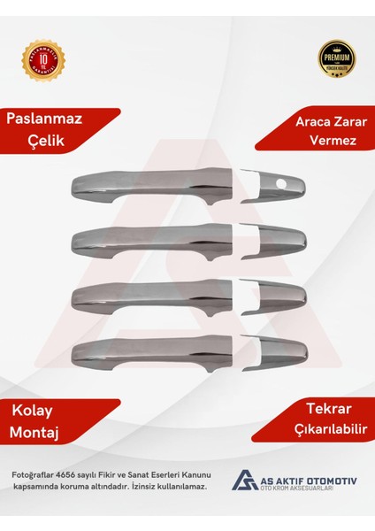 Honda Civic Sd Kapı Kolu 4 Parça 2006-2011 Krom Paslanmaz Çelik