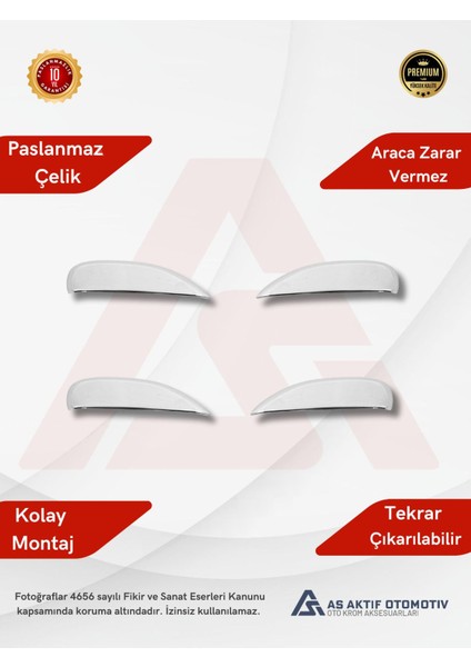 Renault Symbol 3 Sd Kapı Kolu 4 Parça 2013 ve Üzeri Krom Paslanmaz Çelik