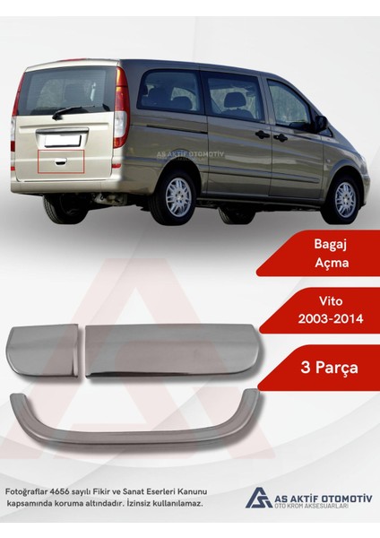 Mercedes Vito W639 Van Bagaj Açma 3 Parça 2003-2010 Krom Paslanmaz Çelik