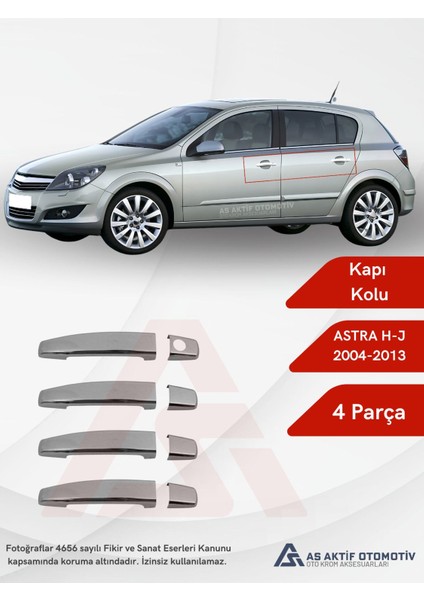 Opel Astra H Hb 5d/sd/sw Kapı Kolu 4 Parça 2004-2013 Krom Paslanmaz Çelik