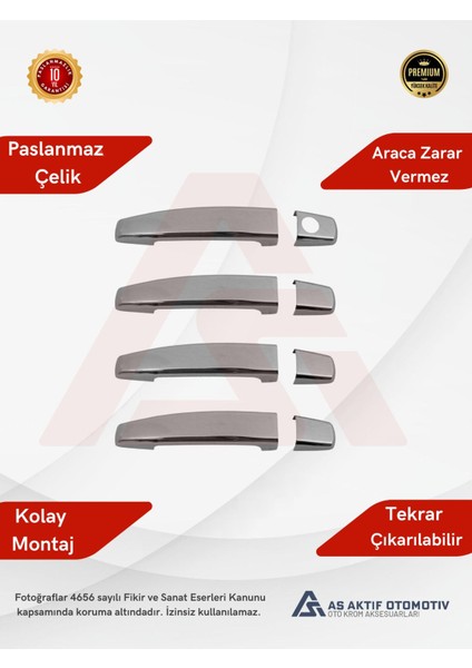 Opel Astra H Hb 5d/sd/sw Kapı Kolu 4 Parça 2004-2013 Krom Paslanmaz Çelik fiyatları