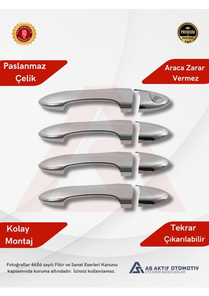 Ford Focus 1 Hb 5d/sd Kapı Kolu 4 Parça 1998-2005 Krom Paslanmaz Çelik fiyatları
