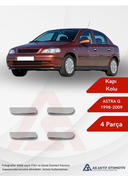 Opel Astra G Hb 5d/sd/sw Kapı Kolu 4 Parça 1998-2009 Krom Paslanmaz Çelik
