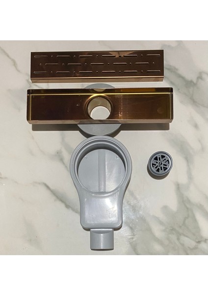 Vegalıne 30CM Rose Gold Yer sifonu Paslanmaz 304 Duş Kanalı Banyo Gideri banyo Süzgeci yer Sifonu Rose Gold 30CM
