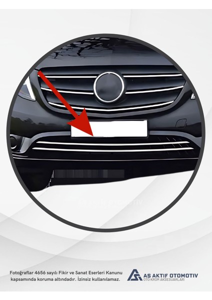 Mercedes Vito W447 Van Ön Tampon Çıtası (Düz) 2 Parça 2014 ve Üzeri Krom Paslanmaz Çelik modelleri