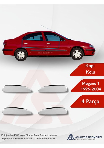 Renault Megane 1 Hb 5d/sd/sw Kapı Kolu 4 Parça 1996-2004 Krom Paslanmaz Çelik