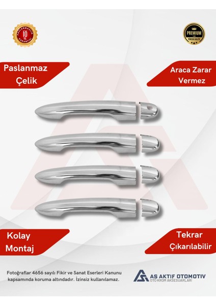 Renault Clio 3 Hb 5d/sw Kapı Kolu (4 Kapı) 4 Parça 2006-2011 Krom Paslanmaz Çelik fiyatları