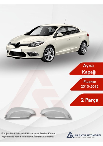 Renault Fluence Sd Ayna Kapağı 2 Parça 2010-2016 Krom Paslanmaz Çelik