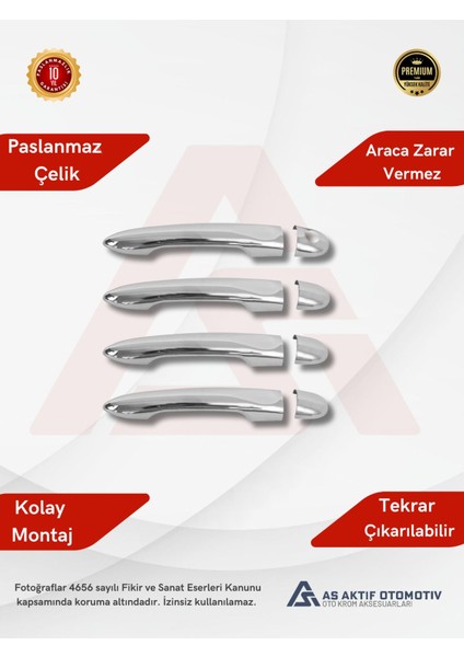 Renault Fluence Sd Kapı Kolu (4 Kapı) 4 Parça 2010-2016 Krom Paslanmaz Çelik