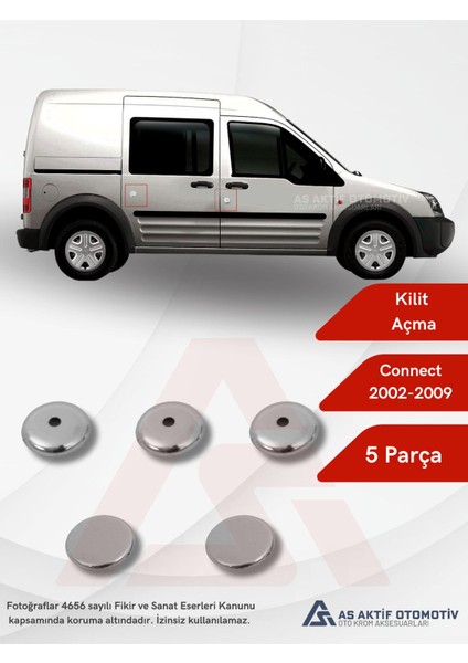 Ford Connect Panel Van/lav Kilit Açma 5 Parça 2002-2009 Krom Paslanmaz Çelik