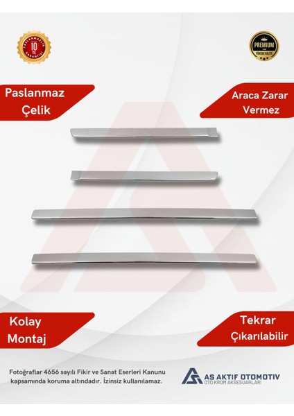 Opel Astra G Hb 5d/sd/sw Yan Kapı Çıtası 4 Parça 1998-2009 Krom Paslanmaz Çelik