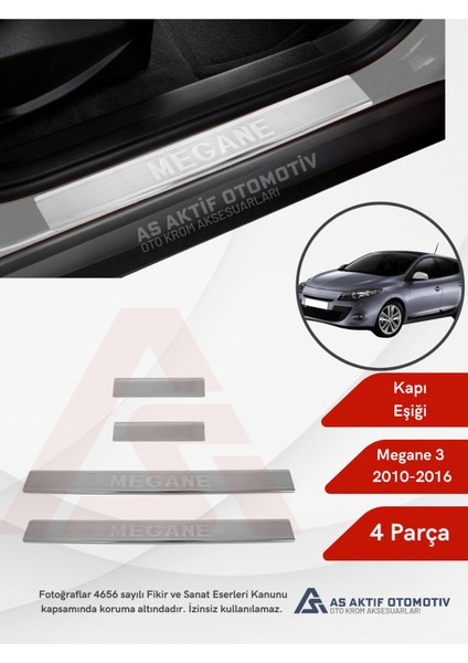 Renault Megane 3 Hb 5d/sw Kapı Eşiği 4 Parça 2010-2016 Krom Paslanmaz Çelik