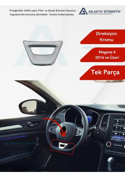 Renault Megane 4 Hb 5d/sd Direksiyon Kromu 2016 ve Üzeri Krom Paslanmaz Çelik