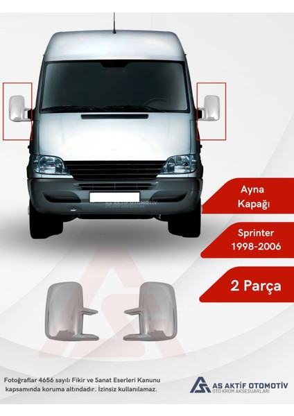 Mercedes Sprinter Van Ayna Kapağı 2 Parça 1998-2006 Abs Krom