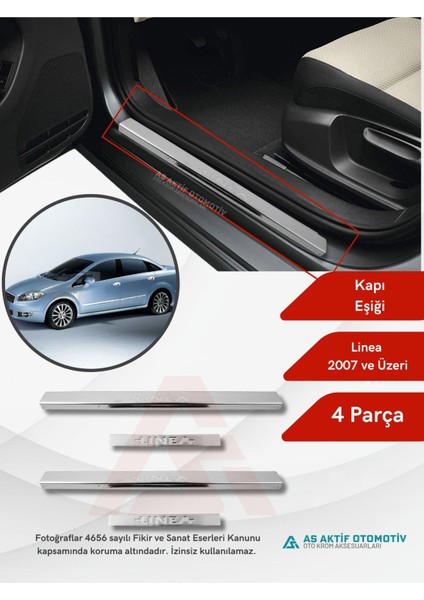 Fiat Linea Sd Kapı Eşiği 4 Parça 2007 ve Üzeri Krom Paslanmaz Çelik