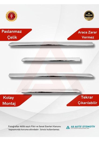 Fiat Doblo I Panel Van/lav Yan Kapı Çıtası 4 Parça 2000-2006 Krom Paslanmaz Çelik fiyatları