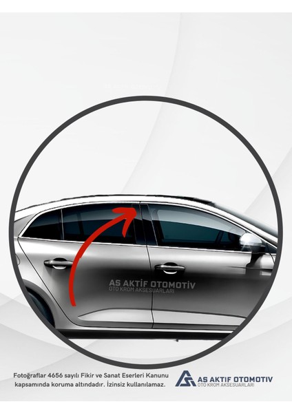 Renault Megane 4 Sd Cam Üst Çerçeve 6 Parça 2016 ve Üzeri Krom Paslanmaz Çelik modelleri