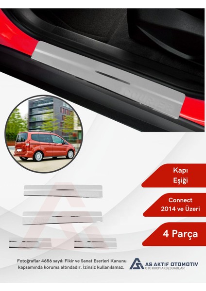 Ford Courier Van Kapı Eşiği 4 Parça 2014 ve Üzeri Krom Paslanmaz Çelik