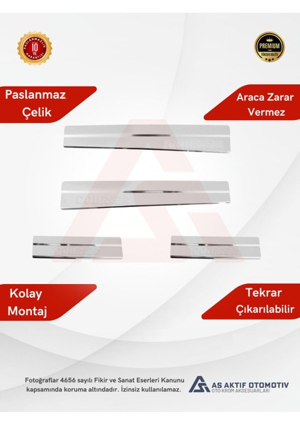 Ford Courier Van Kapı Eşiği 4 Parça 2014 ve Üzeri Krom Paslanmaz Çelik fiyatları