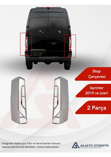 Mercedes Sprinter Van Stop Çerçevesi 2 Parça 2019 ve Üzeri Abs Krom