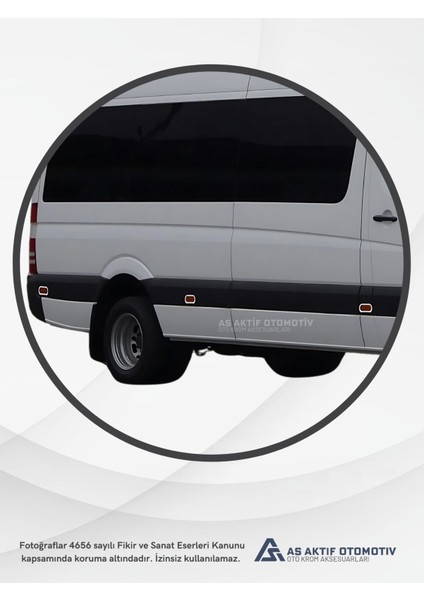 Mercedes Sprinter Van Yan Kapı Reflektör Çerçevesi 6 Parça 2006 ve Üzeri Krom Paslanmaz Çelik