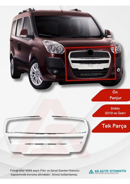 Fiat Doblo-2 Panel Van/lav Ön Panjur 2010 ve Üzeri Krom Paslanmaz Çelik