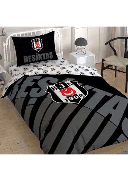 Lisanslı Tek Kişilik Nevresim Takımı Beşiktaş Siyah