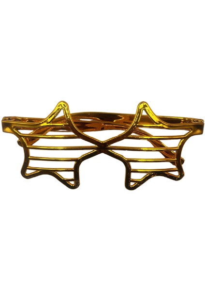 Parti Gözlük Plastik Camsız Panjur Yıldız Şekilli Gold 14X6 cm fiyatları